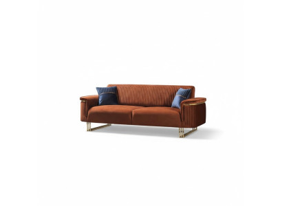 Oranje driezits Luxueuze stoffen bank Moderne woonkamer zitmeubelen.