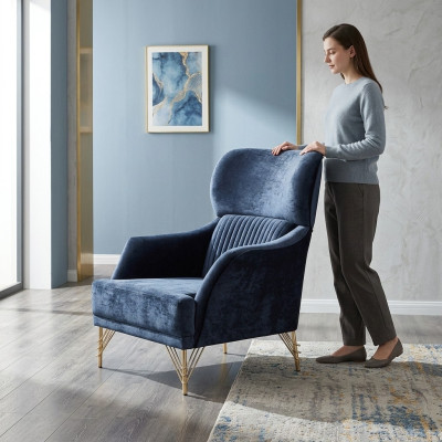 Blauwe fauteuilset Designer-fauteuil Woonkamer Luxe meubels 2-delig