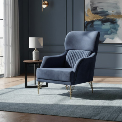 Blauwe fauteuilset Designer-fauteuil Woonkamer Luxe meubels 2-delig