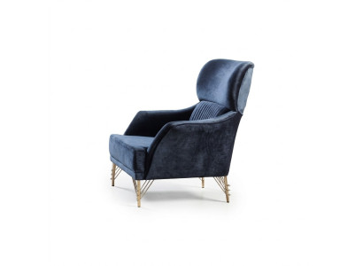 Blauwe fauteuilset Designer-fauteuil Woonkamer Luxe meubels 2-delig