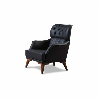 Zwarte Chesterfield fauteuil Luxe eenzitter woonkamerstoel 1-zits