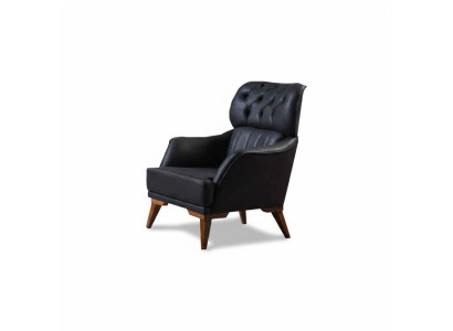 Zwarte Chesterfield fauteuil Luxe eenzitter woonkamerstoel 1-zits