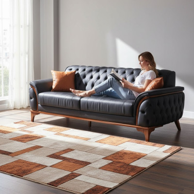 Luxe Blauwe Chesterfield Bank Moderne 3-zits Luxe Zitmeubelen