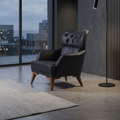Zwarte Chesterfield fauteuil Ontwerper woonkamer 1-zits fauteuil
