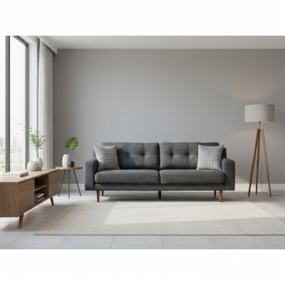 Moderne grijze driezitsbank Luxe woonkamerbank 3-zits luxe meubels