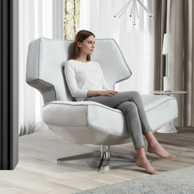 Fauteuil Wit Modern Luxe Ontwerp Woonkamer 1-Zits Textiel Materiaal