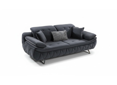 Zwart 3-zits woonkamer stoffen bankstel Modern design met kussens Textiel