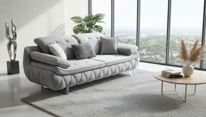 Grijs Modern Luxe Design 3-zits Stoffen Bank Woonkamer Bank Textiel Materiaal
