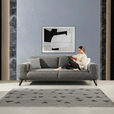 Grijs 3-zits stoffen bankstel modern design woonkamer textiel stof materiaal