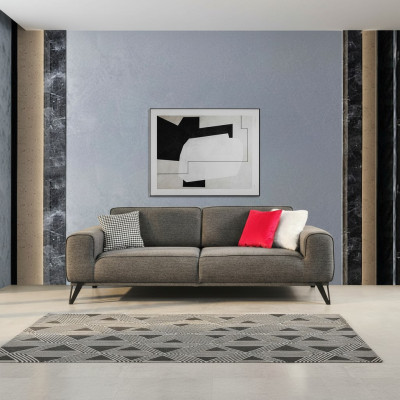 Grijs 3-zits stoffen bankstel modern design woonkamer textiel stof materiaal