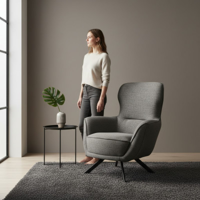Grijze kleur Modern design 1-zits fauteuil Stof Textielmateriaal Modern design
