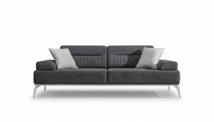 Grijze woonkamerbank van 3-zits stofbank modern luxueus design textielmateriaal.