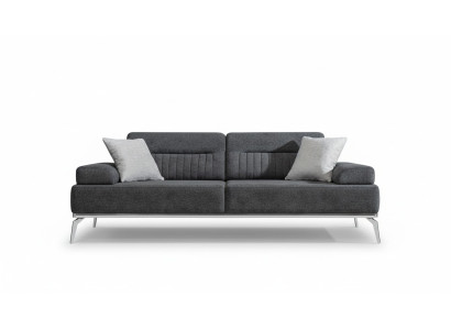 Grijze woonkamerbank van 3-zits stofbank modern luxueus design textielmateriaal.