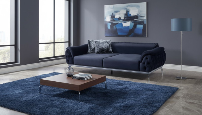 Zwart Chesterfield Design Textiel Materiaal Modern 3-zits Stoffen Bankstel