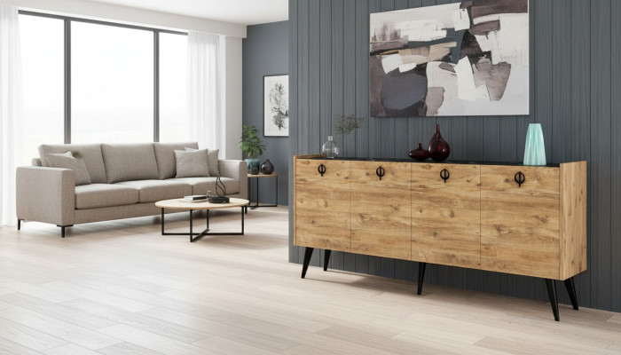 Woonkamer Bruin Dressoir Modern Design Rechthoekige Vorm Planken Luxe