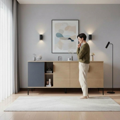 Bruin Grijs Licht Modern Rechthoekig Dressoir Woonkamer Luxe Ontwerp