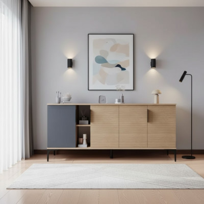 Bruin Grijs Licht Modern Rechthoekig Dressoir Woonkamer Luxe Ontwerp