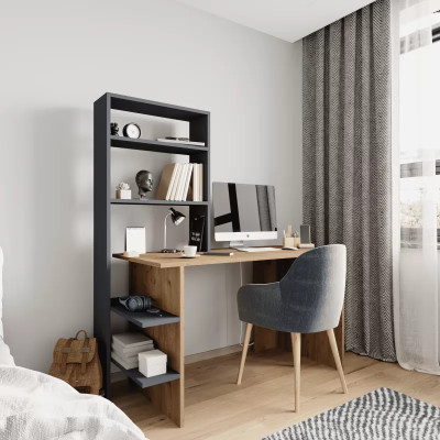 Slaapkamer tienerkamer Bureau Computertafel Modern Design Bruin Grijs