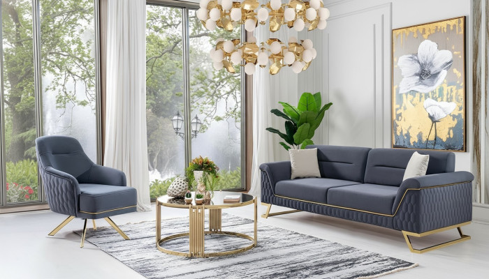 Blauw woonkamer zitmeubilair Designer hoekbank Luxe Moderne fauteuil