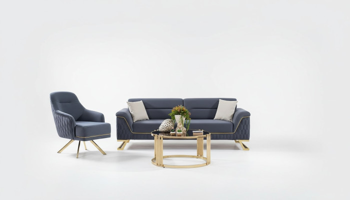 Blauw woonkamer zitmeubilair Designer hoekbank Luxe Moderne fauteuil
