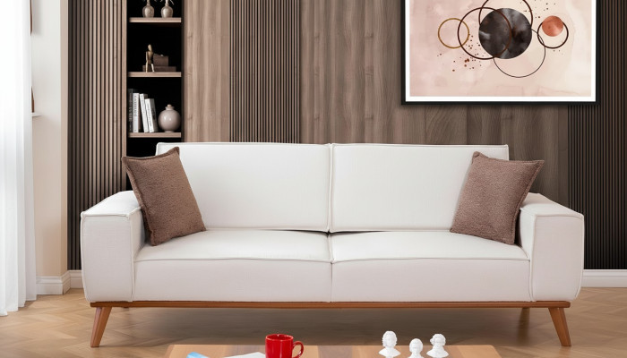 Witte woonkamerset Stijlvolle 3-zits designer fauteuil 2-delige set