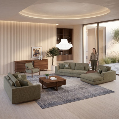 Complete bankstel 3-delig tweezits bank ontspanning hoekbank L-vorm modern fauteuil