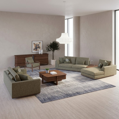 Complete bankstel 3-delig tweezits bank ontspanning hoekbank L-vorm modern fauteuil