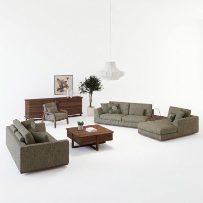 Complete bankstel 3-delig tweezits bank ontspanning hoekbank L-vorm modern fauteuil