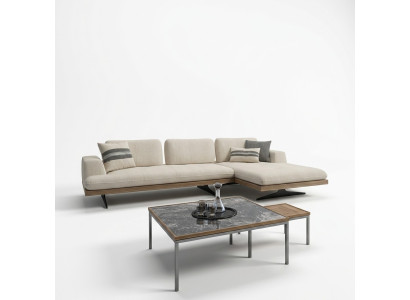 Moderne luxe bank bank woonkamer relax hoekbank L-vorm met 2 salontafels.