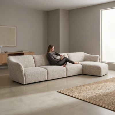 Woonkamer bank L-vormige designhoekbank Wit luxe gestoffeerd meubilair