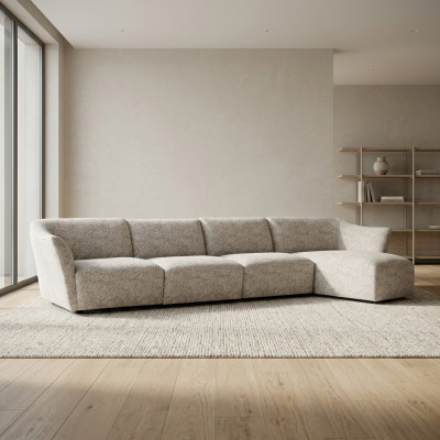 Woonkamer bank L-vormige designhoekbank Wit luxe gestoffeerd meubilair