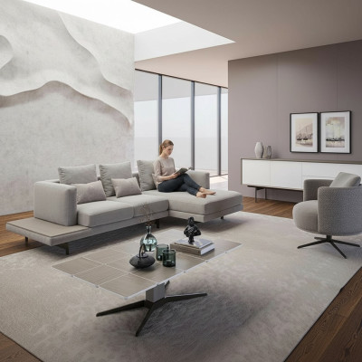 Woonkamerbank hoekbank L-vorm Nieuw fauteuil luxe houten salontafel - Woonkamerbank hoekbank L-vorm Nieuwe fauteuil luxe houten salontafel