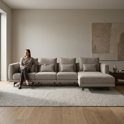 Woonkamer hoekbank bank L-vorm bankstel meubels interieur nieuw