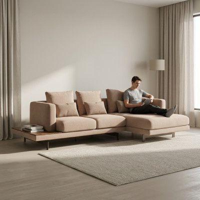 Zitmeubelen Hoekbank L-vorm Beige Designmeubelen Hoekbank Woonkamer