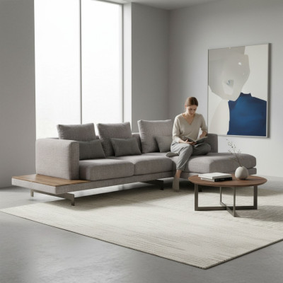 Woonkamer set Hoekbank L-vorm Grijs Bank Bank Designer Meubels
