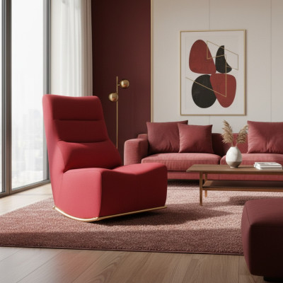 Luxe rode fauteuil woonkamer gestoffeerde zitting moderne zitmeubelen ontwerper