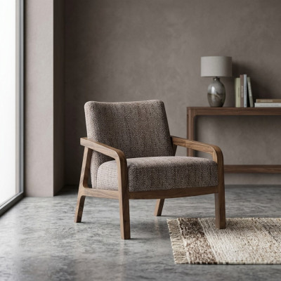 Modern design fauteuil gestoffeerde zitting textiel woonkamer modern gestoffeerd meubilair