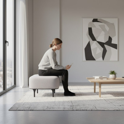 Ontwerper Modern Grijs Voetenbank Woonkamer Stoffen Textiel Meubels