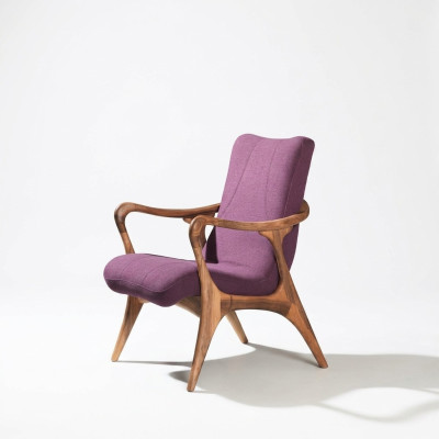 Ontwerp zitmeubels Paarse fauteuil Bank Zitkamer Hout Modern Gestoffeerd Textiel