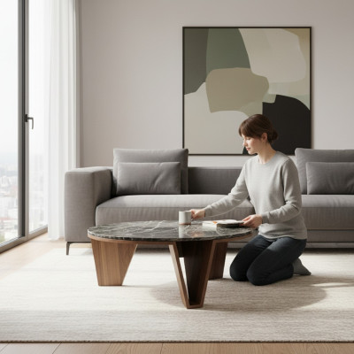 Luxe houten design salontafel woonkamer koffietafel modern interieur
