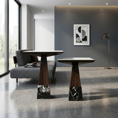 Braun 2x Bijzettafel Woonkamer Set Compleet Salontafel Bijzettafel