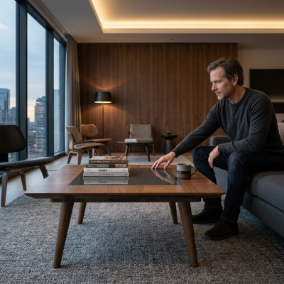 Moderne meubelen woonkamer salontafel ontwerp inrichting koffietafel