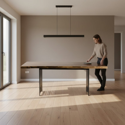 Luxe tafel Bruin Roestvrij Staal Design Eettafels Hout Moderne Eettafel Nieuw