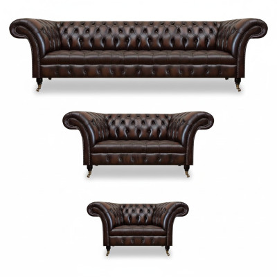 Chesterfield Leder Bruin Woonkamer Meubels Sofa Set Luxe Inrichting.