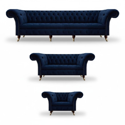 Ontwerpmeubels Compleet 3-delige woonkamersofa's bank Chesterfield 4+2+1 Textiel