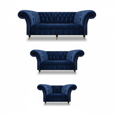 Woonkamer 3-delige luxe complete banken Chesterfield textiel inrichting fauteuil