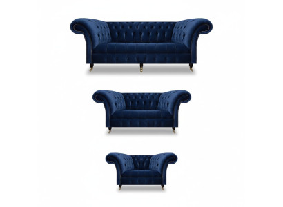 Woonkamer 3-delige luxe complete banken Chesterfield textiel inrichting fauteuil