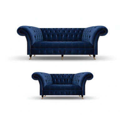 Chesterfield set driezitsbank bank inrichting fauteuil woonkamer nieuw