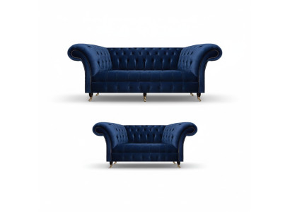 Chesterfield set driezitsbank bank inrichting fauteuil woonkamer nieuw