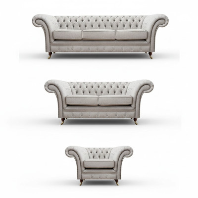 Woonkamer bankstellen Compleet fauteuil Luxe zitplaats Grijs Chesterfield gestoffeerde meubels